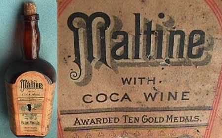 Maltine Coca Wine manufactures, produced in New York, recommended a full glass with every meal (half a glass for kids)