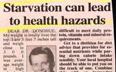 Starvation leads to health hazards